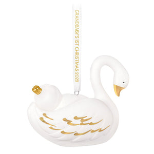 Grandbaby's First Christmas Swan 2025 Porcelain Ornament