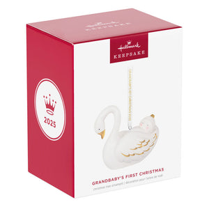 Grandbaby's First Christmas Swan 2025 Porcelain Ornament