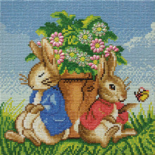 Load image into Gallery viewer, Crystal Art - Mounted Kit - Peter and Flopsy Flower Pot - Medium - Hallmark Timmins

