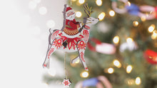 Load and play video in Gallery viewer, Pull-String Reindeer With Santa Wood Ornament
