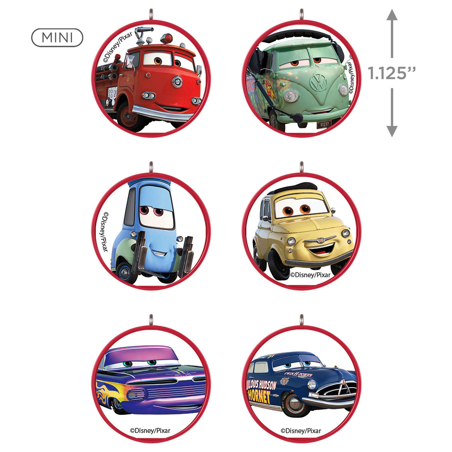 Miniature Disney Pixar Cars Radiator Springs Ornaments Set of 6