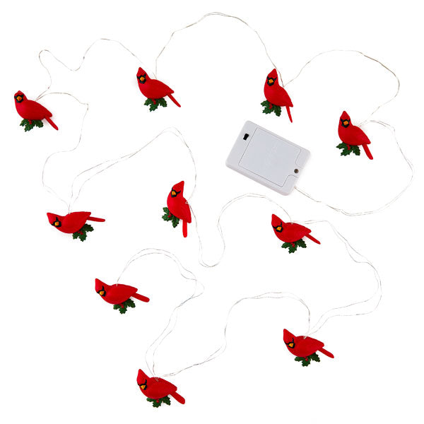 Decorative Cardinals 10-Light Christmas String Lights, 10'